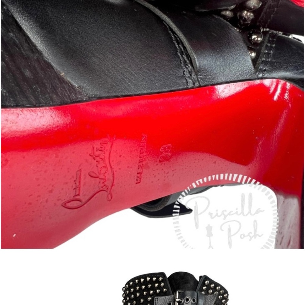 Christian Louboutin Marisa Silver Studded Boots Combat Platform Heeled Boot 38